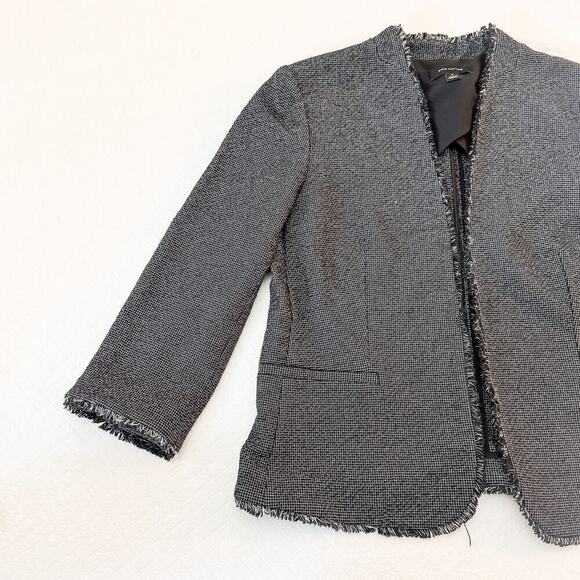 Ann Taylor Fringed Hem Open Tweed Blazer NWOT SZ12 - Picture 7 of 7